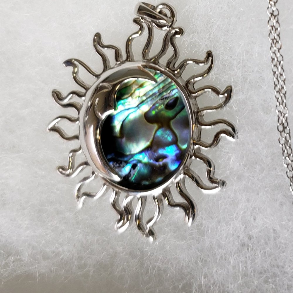 NWT Abalone sun and moon pendant  Sterling